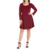 24seven Comfort Apparel Womens Plus Long Sleeve A-line Dress In Red