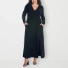 24seven Comfort Apparel Womens Plus Long Sleeve Maxi Dress In Black