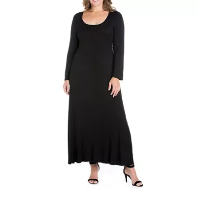 24seven Comfort Apparel Womens Plus Long Sleeve Maxi Dress In Black