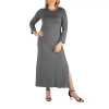 24seven Comfort Apparel Womens Plus Long Sleeve Maxi Dress In Gray