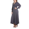 24seven Comfort Apparel Womens Plus Long Sleeve Maxi Dress In Gray