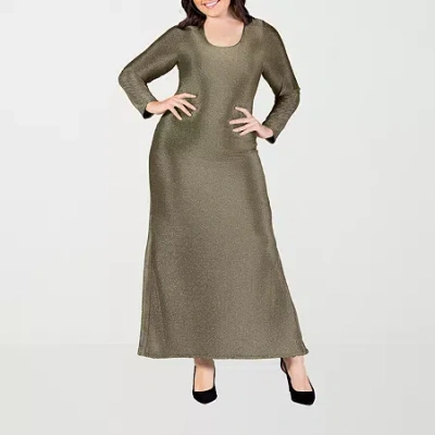 24seven Comfort Apparel Womens Plus Long Sleeve Maxi Dress In Gray