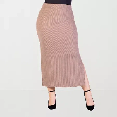 24seven Comfort Apparel Womens Plus Maxi Skirt In Brown