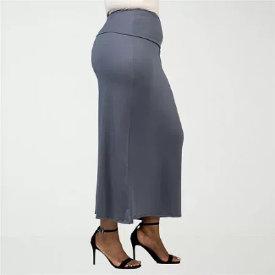 24seven Comfort Apparel Womens Plus Maxi Skirt In Gray