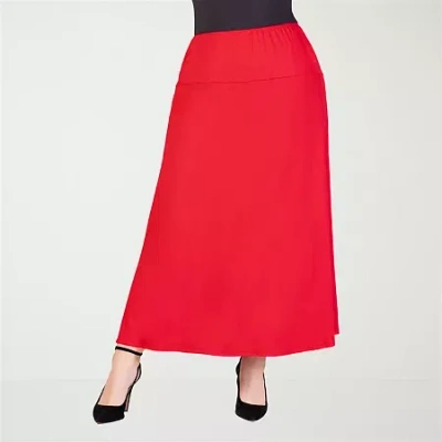 24seven Comfort Apparel Womens Plus Maxi Skirt In Red