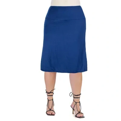 24seven Comfort Apparel Womens Plus Mid Rise A-line Skirt In Blue