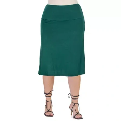 24seven Comfort Apparel Womens Plus Mid Rise A-line Skirt In Green