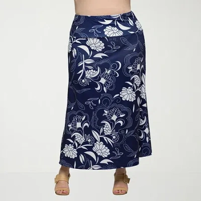 24seven Comfort Apparel Womens Plus Mid Rise Long A-line Skirt In Gray