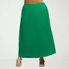 24seven Comfort Apparel Womens Plus Mid Rise Long A-line Skirt In Green