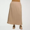 24seven Comfort Apparel Womens Plus Mid Rise Long A-line Skirt In Sand