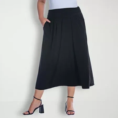 24seven Comfort Apparel Womens Plus Mid Rise Maxi Skirt In Black