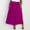 24seven Comfort Apparel Womens Plus Mid Rise Maxi Skirt In Pink