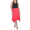 24seven Comfort Apparel Womens Plus Mid Rise Midi A-line Skirt In Orange