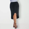 24seven Comfort Apparel Womens Plus Mid Rise Pencil Skirt In Black