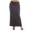 24seven Comfort Apparel Womens Plus Mid Rise Stretch Fabric Maxi Skirt In Brown
