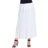 24seven Comfort Apparel Womens Plus Mid Rise Stretch Fabric Maxi Skirt In White