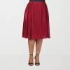 24seven Comfort Apparel Womens Plus Midi A-line Skirt In Red