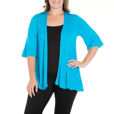 24seven Comfort Apparel Womens Plus Midweight Softshell Vest Jacket In Blue