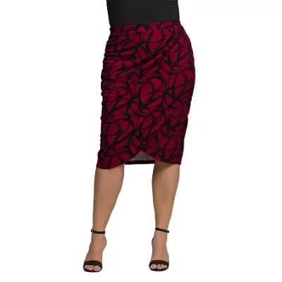 24seven Comfort Apparel Womens Plus Pencil Skirt In Red