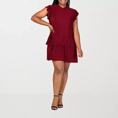 24seven Comfort Apparel Womens Plus Short Sleeve A-line Dress In Red