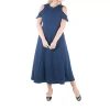 24seven Comfort Apparel Womens Plus Short Sleeve Maxi Dress In Blue