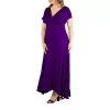 24seven Comfort Apparel Womens Plus Short Sleeve Maxi Dress In Purple