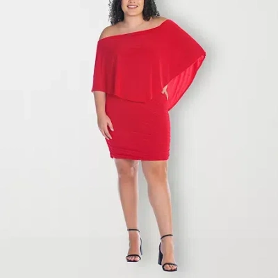 24seven Comfort Apparel Womens Plus Short Sleeve Shift Dress In Red