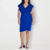 24seven Comfort Apparel Womens Plus Short Sleeve Wrap Dress In Blue