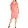 24seven Comfort Apparel Womens Plus Short Sleeve Wrap Dress In Orange
