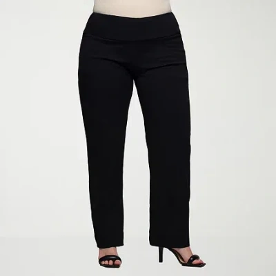 24seven Comfort Apparel Womens Plus Skinny Mid Rise Pant In Black