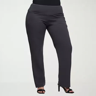 24seven Comfort Apparel Womens Plus Skinny Mid Rise Pant In Gray