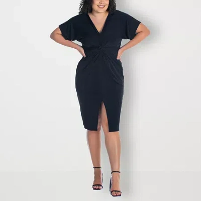 24seven Comfort Apparel Womens Plus Sleeveless Casual Bodycon Dress In Black