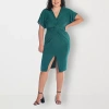 24seven Comfort Apparel Womens Plus Sleeveless Casual Bodycon Dress In Green