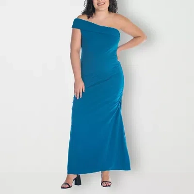 24seven Comfort Apparel Womens Plus Sleeveless Maxi Dress In Blue