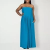 24seven Comfort Apparel Womens Plus Sleeveless Maxi Dress In Blue
