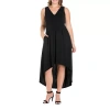 24seven Comfort Apparel Womens Plus Sleeveless Midi A-line Dress In Black