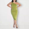 24seven Comfort Apparel Womens Plus Sleeveless Midi Casual Bodycon Dress In Green