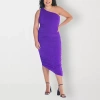 24seven Comfort Apparel Womens Plus Sleeveless Midi Casual Bodycon Dress In Purple