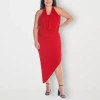 24seven Comfort Apparel Womens Plus Sleeveless Midi Casual Bodycon Dress In Red