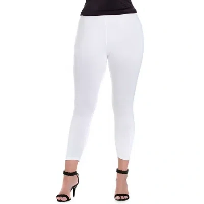 24seven Comfort Apparel Plus Size Comfortable Ankle Length Leggings In White
