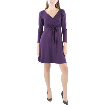 24seven Comfort Apparel Womens Polyester Mini Dress In Purple
