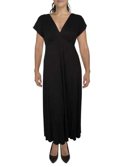 24seven Comfort Apparel Womens Poncho Sleeve Long Maxi Dress In Black