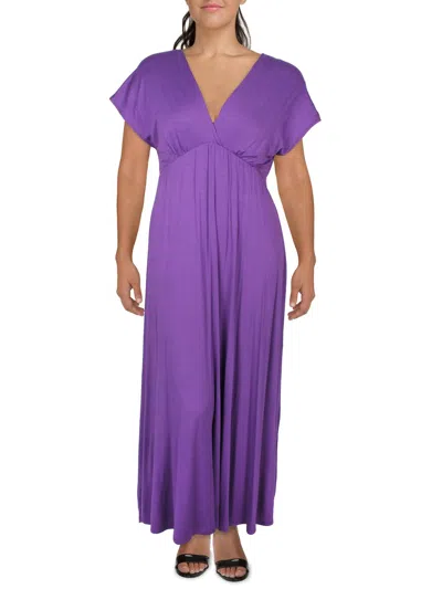 24seven Comfort Apparel Womens Poncho Sleeve Long Maxi Dress In Purple