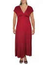 24seven Comfort Apparel Womens Poncho Sleeve Long Maxi Dress In Red