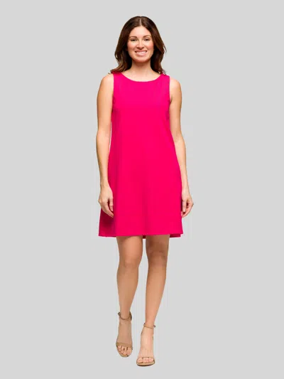 24seven Comfort Apparel Womens Round Neck Sleeveless A-line Mini Shift Dress In Pink