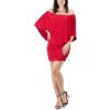 24seven Comfort Apparel Womens Ruched Off-the-shoulder Sheath Dress In Red