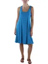 24seven Comfort Apparel Womens Scoop Neck Knee Length Midi Dress In Blue