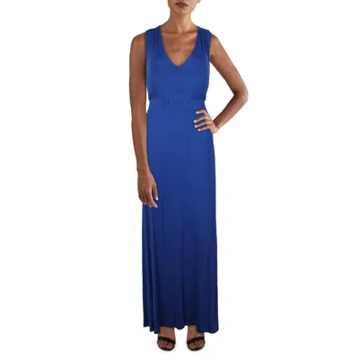24seven Comfort Apparel Womens Scoop Neck Long Maxi Dress In Blue