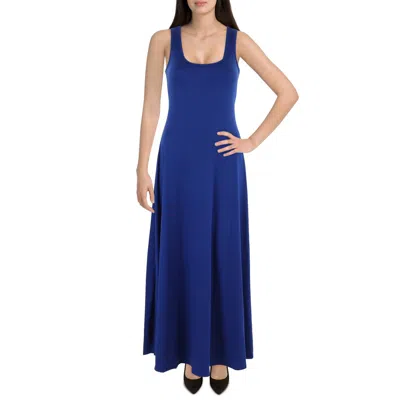 24seven Comfort Apparel Womens Scoop Neck Sleeveless Maxi Dress In Blue