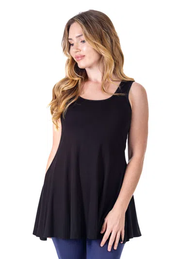 24seven Comfort Apparel Womens Scoop Neck Sleeveless Tunic Top In Black